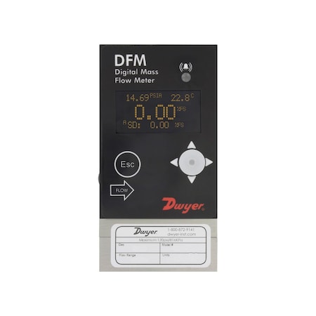 Dwyer Instruments Digital flow meter, 0-5 l/min W/ LED display, 1/8in compression fittings, 0-5 VDC output DFM-43010-V-ALA2